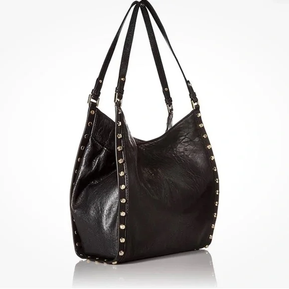 Michael Kors Black Studded Leather Hobo Bag - Picture 4 of 13